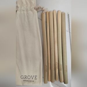 6 New Bamboo StrawsStraw CleanerComes with New Canvas Bag